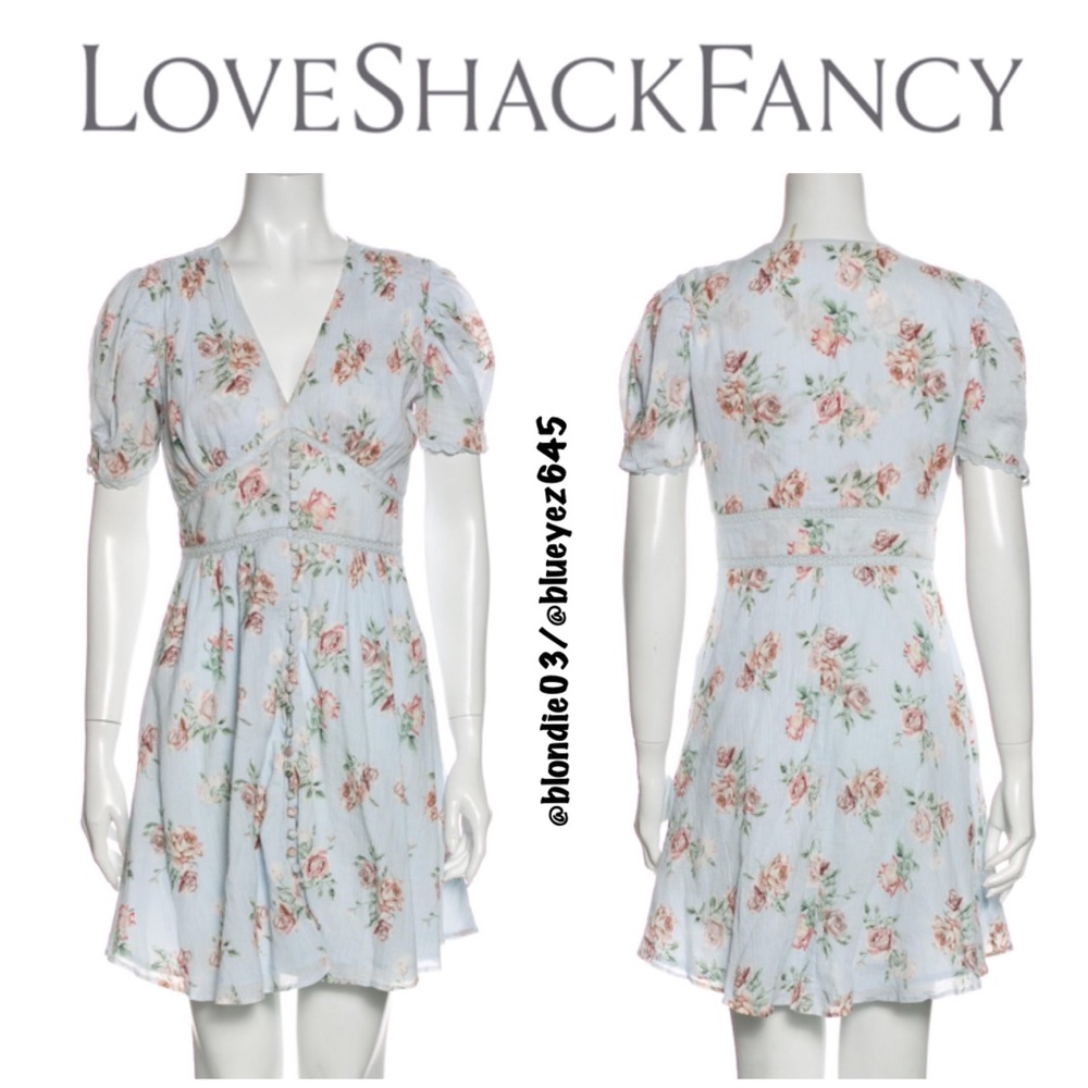 LoveShackFancy Dress in Peri Print S - Picture 1 of 5